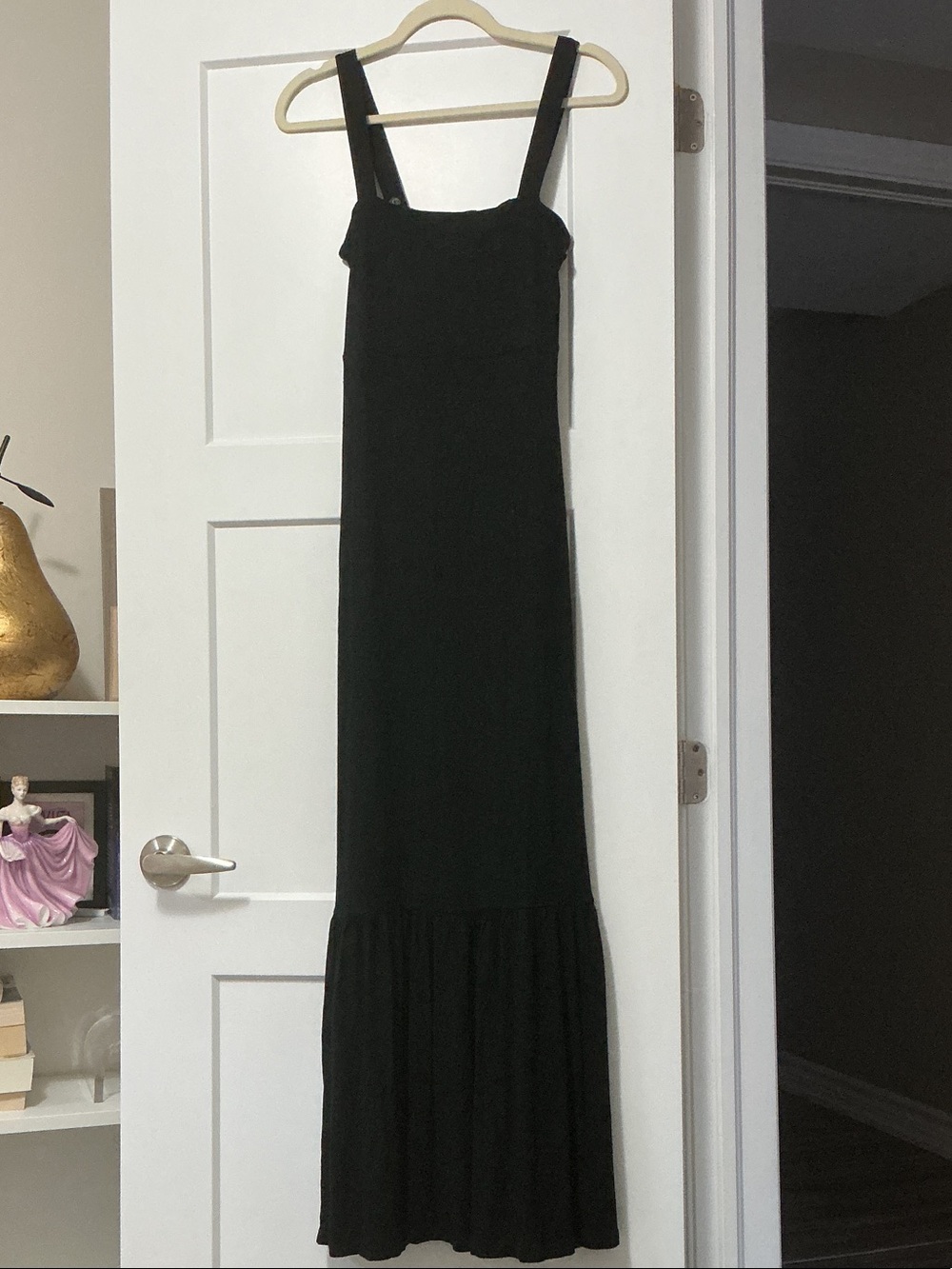 Banana Republic Black Adjustable Strap Maxi Dress with Ruffle Hem